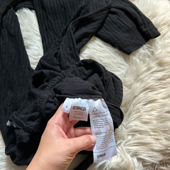 REFORMATION Adrian Ribbed Jumpsuit In Black - Picture 8 of 8